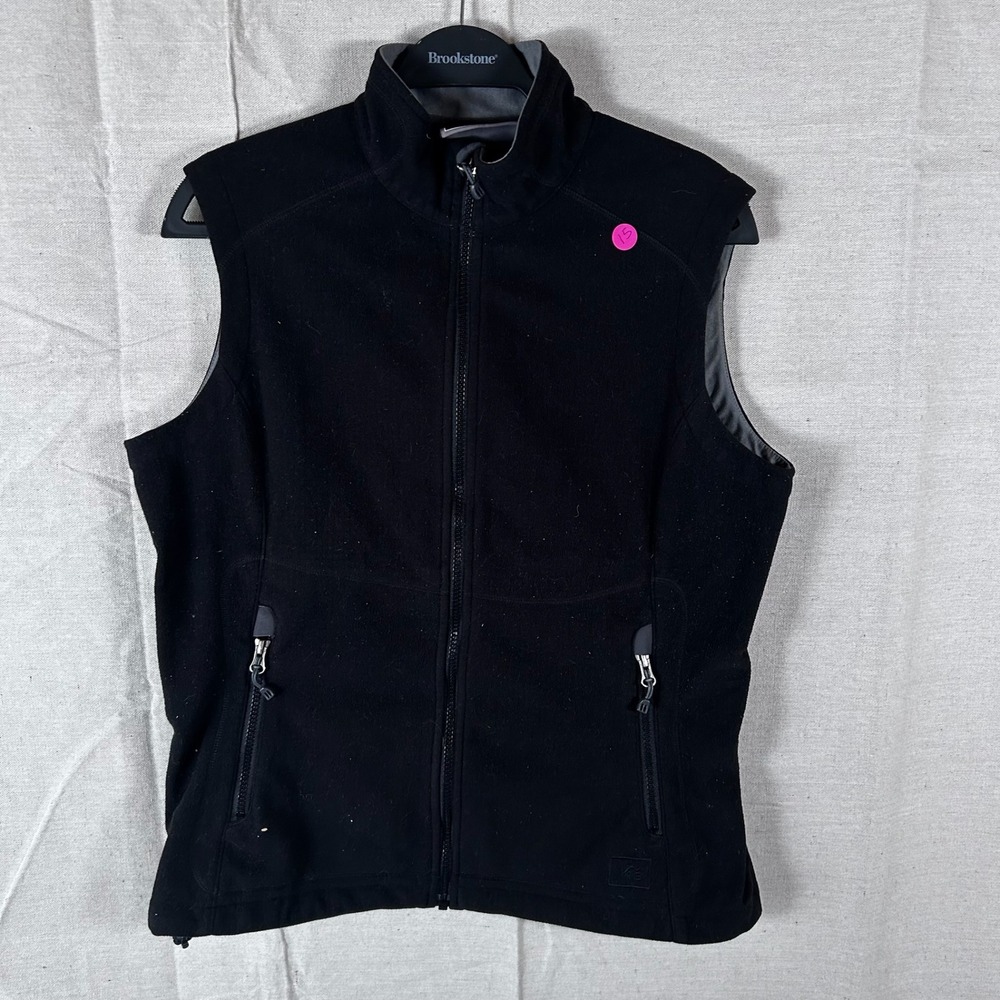 REI Womens Black Full Zip Fleece Vest Jacket Size Large Outdoor Layering L